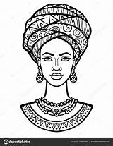 Turban Portrait Africana Afro Africain Monochrome Depuis Photoarchives Afrique sketch template