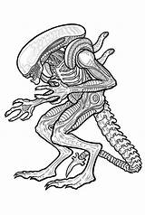 Xenomorph Coloring Pages Alien Hr Giger Ed Illustration sketch template