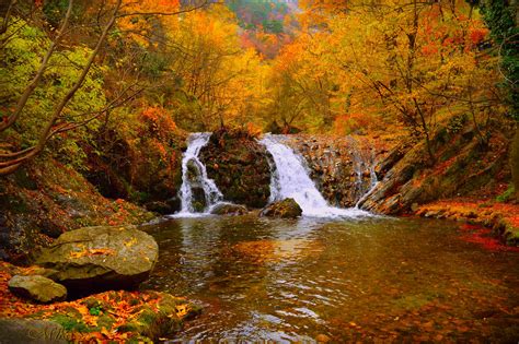 wallpaper nature waterfall autumn river fall  mamamika  hd