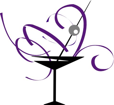Purple And Gray Martini Glass Clip Art At
