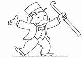 Monopoly Draw Rich Uncle Pennybags Drawing Step Tutorials Drawingtutorials101 sketch template