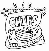 Colorear Papas Junk Fritas Imagui Chips Patatas sketch template