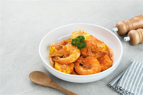 Udang Saus Padang Shrimp In Chili Sauce Traditional Food From Padang