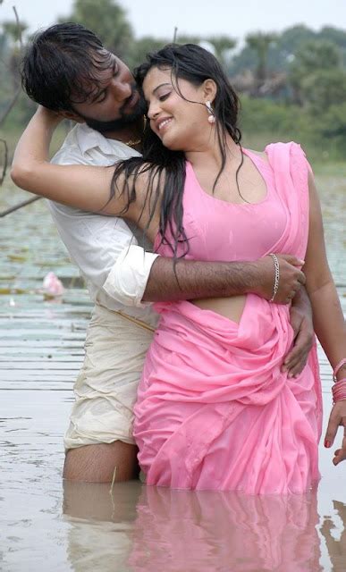 Celeb Saree South Indian Actress Roopa Wet Pink Saree Romance Navel