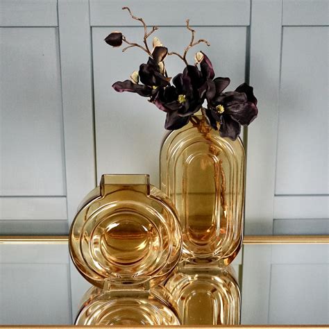 Tall Amber Glass Vase Margo And Plum