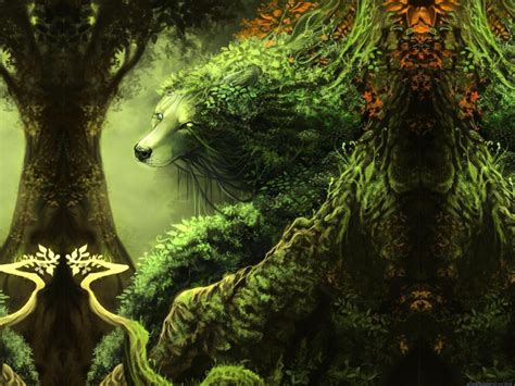 baggrunde skov dyr fantasy kunst kunstvaerk gron jungle mytologi