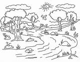 Forest Coloring Nature Pages Landscape Sea Sunny Raskrasil sketch template