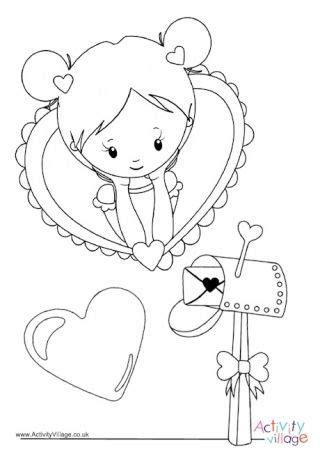 valentine girl colouring page  valentines day coloring page