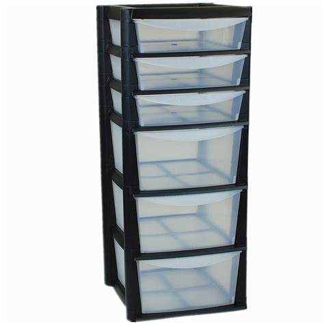 extra large  drawer tower storage plastic draw organiser unit black