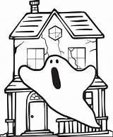Haunted House Coloring Ghost Flying Pages Printable Adults Kids sketch template