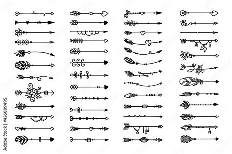 decorative arrows doodle text dividers ornaments tribal arrow