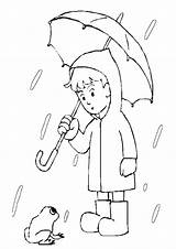 Chuva Menino Umbrella Guarda Segurando Colorironline sketch template