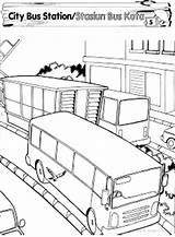 Bus Coloring Pages Station Stop Getcolorings sketch template