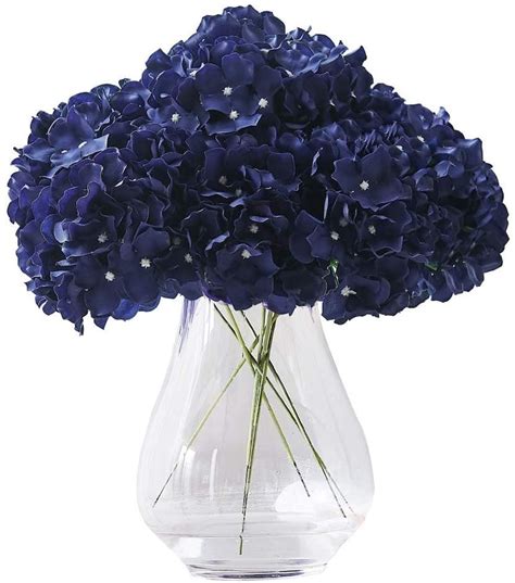 navy blue silk hydrangea flower head 10pcs big fake hydrangea etsy