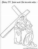 Coloring Cross Stations Pages Jesus Catholic Kids Station Way Colouring Playground Lenten Activities Fourth Mother Color Meets Lent Sorrowful sketch template