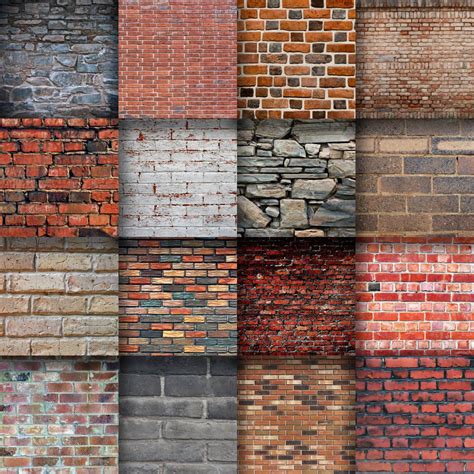 brick walls digital paper brick textures  designs