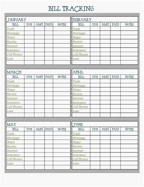 monthly bill tracker spreadsheet  list  monthly expenses