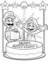 Birthday Happy Coloring Color Mario Party Luigi sketch template