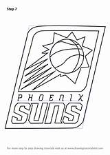 Suns Phoenix Logo Draw Drawing Step Nba Tutorials Drawingtutorials101 sketch template