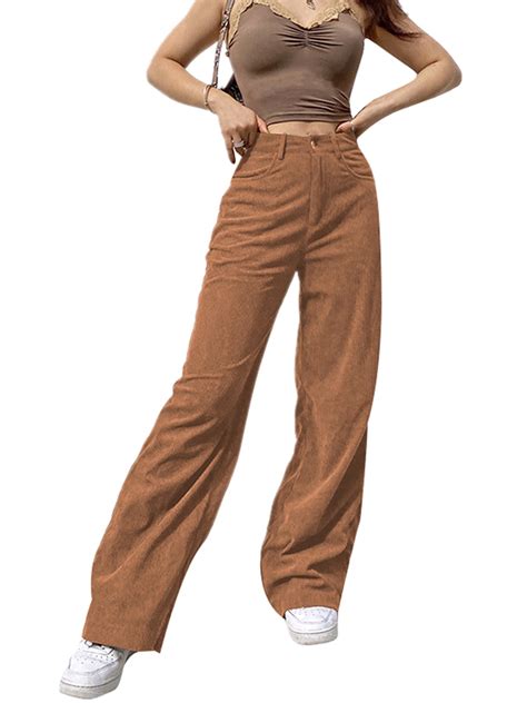 listenwind womens wide leg pants high rise corduroy elastic waist long trousers streetwear