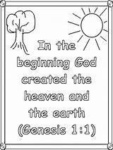 Coloring Pages Genesis God Kids Created Beginning Christian Bible Creation Earth Verse Children Verses Preschool Sunday School Clipart Gen Activities sketch template