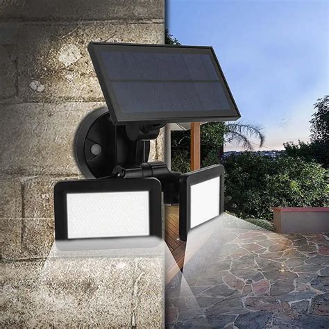 solar double head microwave radar sensing led wall light outdoor garden security led solar