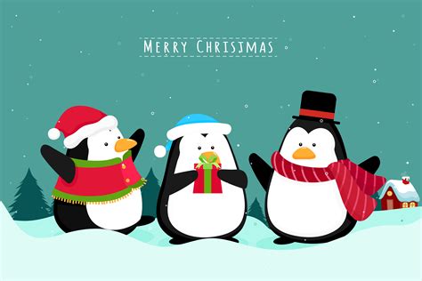christmas penguin vector art icons  graphics