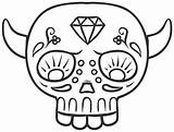 Skull Sugar Easy Coloring Drawing Devil Drawings Paintingvalley Collection sketch template