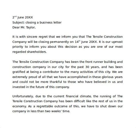 closing  business  letter business letter template business