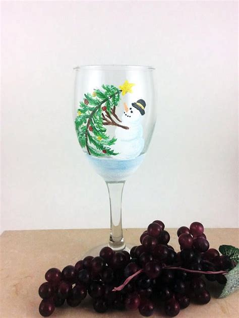 Snowman Wine Glass Snowman Glassware Christmas Glass Snowman Wine