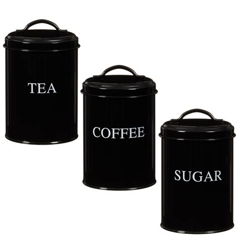 tea coffee sugar set black kitchenware bm stores