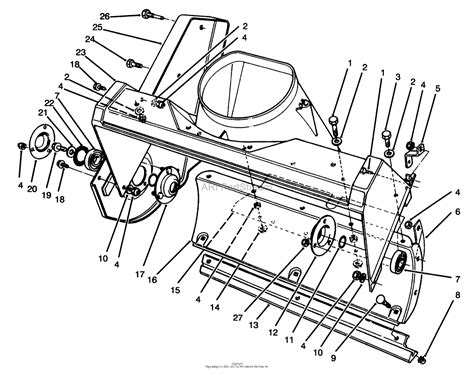 toro  ccr  snowthrower  sn   parts diagram  housing assembly