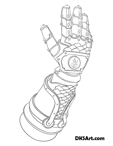 fire gauntlets  art outline  coloring book page