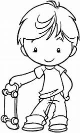 Coloring Boy Pages Little Cute Boys Girl Printable Para Colouring Color Kids Sheets Print Book Stamps Clipart Colorir Cartoon Digi sketch template