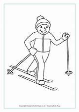 Colouring Skiing Cross Country Coloring Pages Ski Winter Jet Olympic Olympics Crafts Kids Activity Activityvillage Template Sports Lodge Printable Craft sketch template