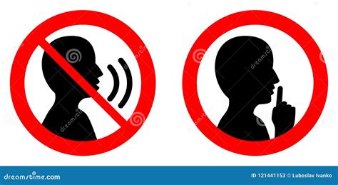 quiet silent  sign crossed person talking shhh  stock vector illustration