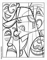 Misterio Cubist Faces sketch template