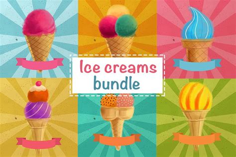 vintage ice creams bundle pre designed photoshop graphics ~ creative
