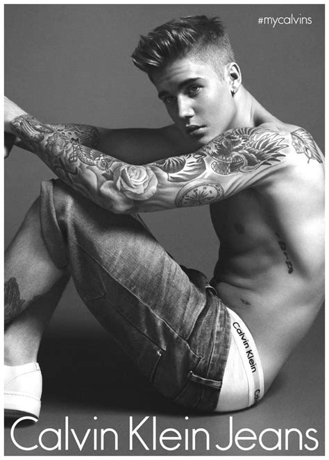 justin bieber poses  calvin klein jeans spring  campaign shoot