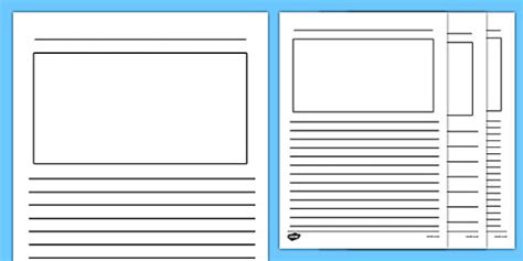 printable writing paper  picture box primary resources