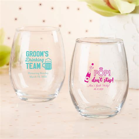 Personalized 9 Oz Stemless Wine Glass Bachelor And Bachelorette