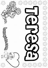 Teresa Coloring Pages Color Anessa Name Girls Names Print Alyssa Sheets Hellokids Lettering Choose Board sketch template