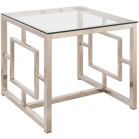 Coaster Cairns Square Glass Top End Table In Nickel Cymax Business