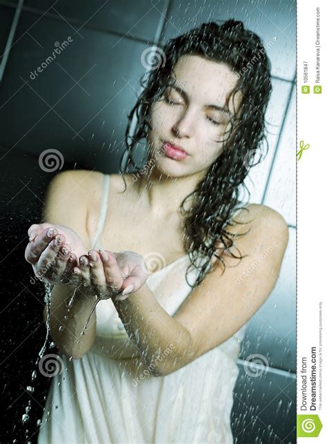 girl taking a shower stock image image of happy human