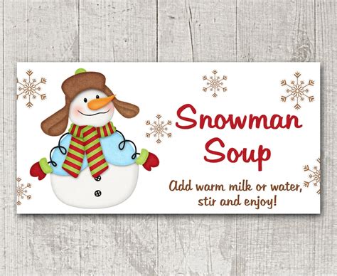 printable snowman soup treat bag topper snowman soup tag etsy