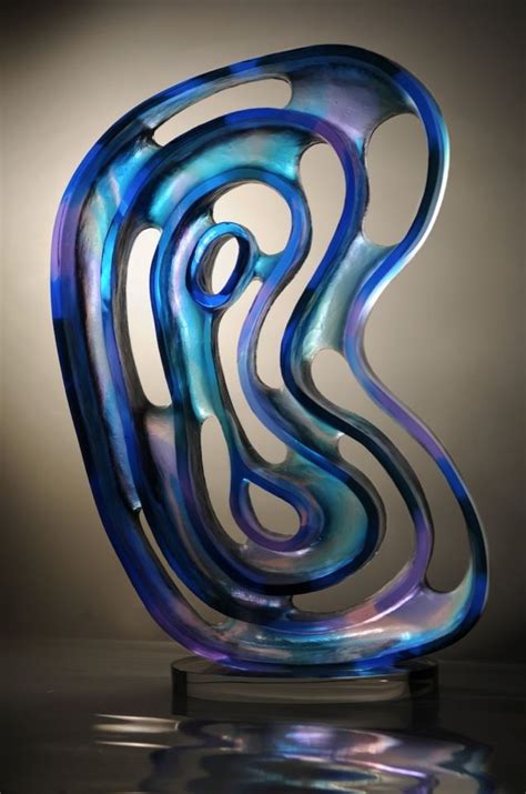 Blue Glass Sculpture Lu Chi Tender Blues Vintage Art Glass