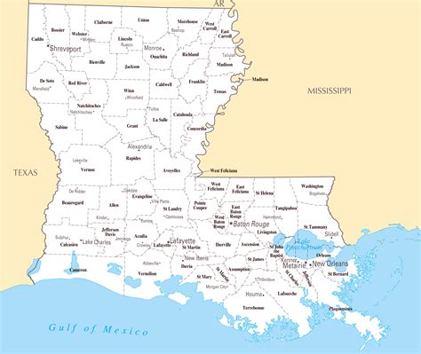 map  major cities  louisiana island maps