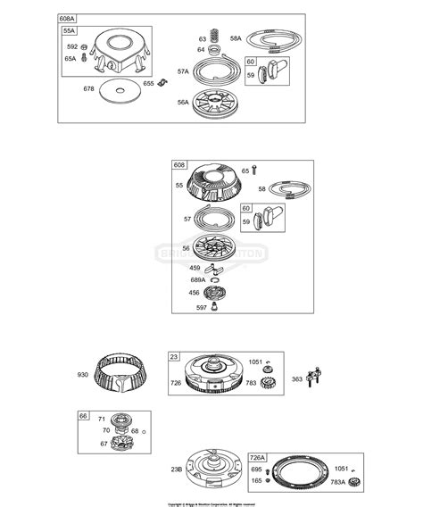 briggs  stratton    parts diagram  flywheel rewind starter