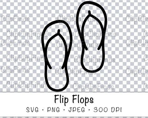 flip flop sandals outline svg vector cut file jpeg  png etsy