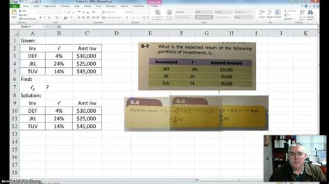 Expected Portfolio Return On Excel Youtube